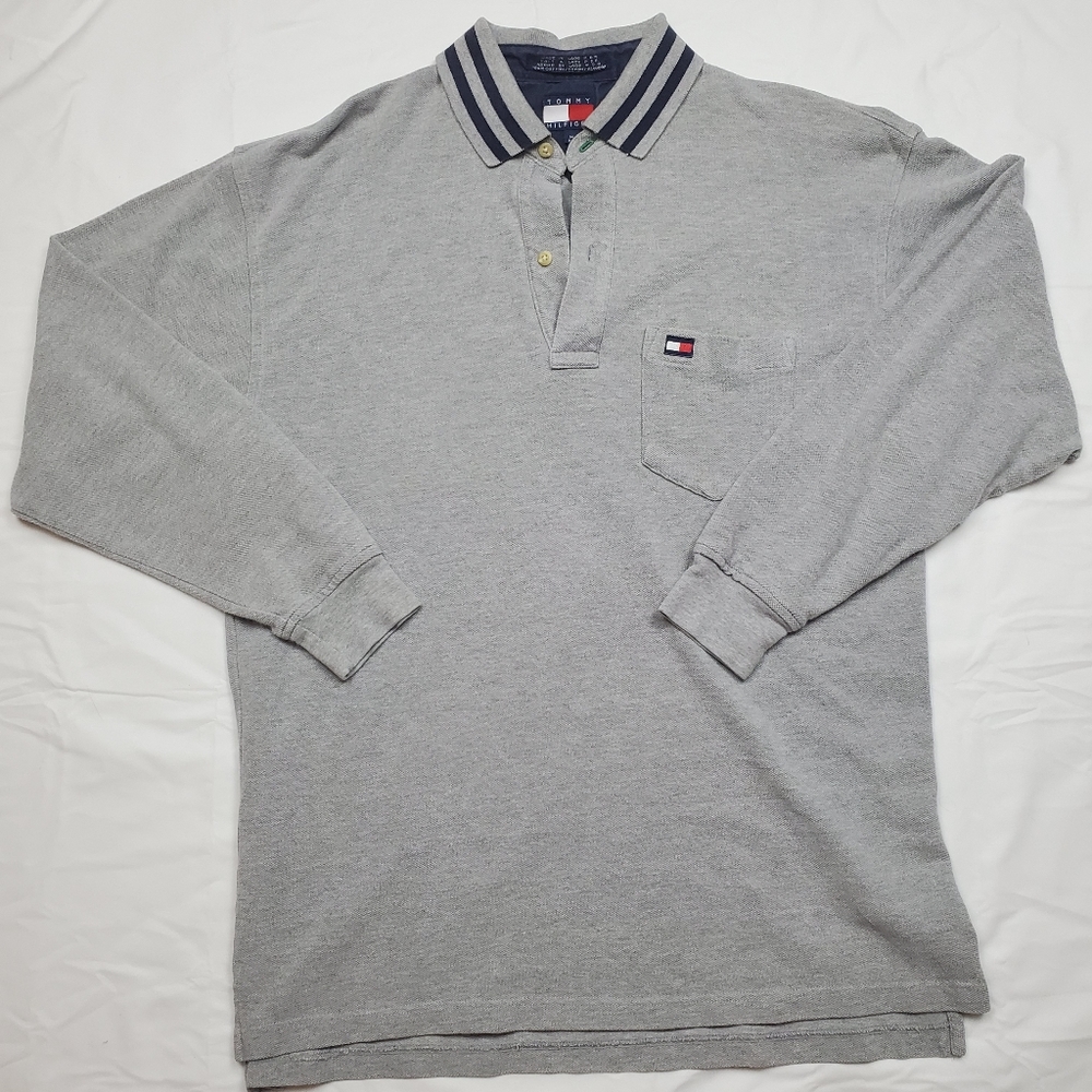 Vintage Long Sleeve Tommy Hilfiger Gray Poli
